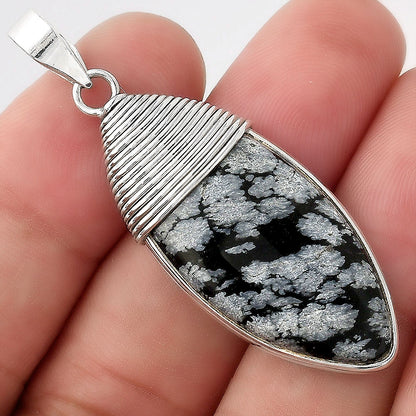 Natural Snow Flake Obsidian Pendant P-1411 SDP156081