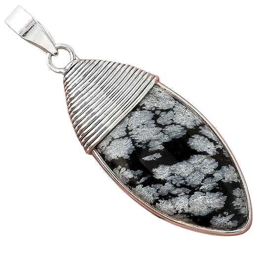 Natural Snow Flake Obsidian Pendant P-1411 SDP156081