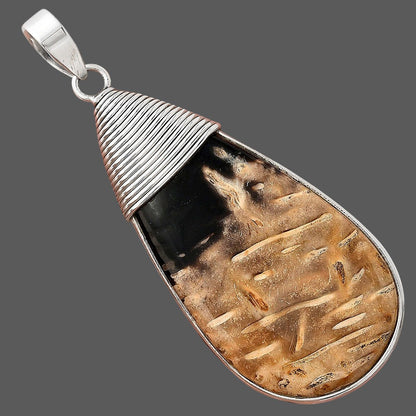 Natural Black Root Plume Agate Pendant P-1411 SDP156085