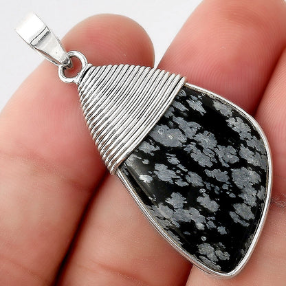 Natural Snow Flake Obsidian Pendant P-1411 SDP156088