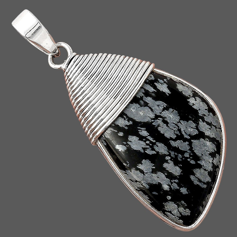 Natural Snow Flake Obsidian Pendant P-1411 SDP156088
