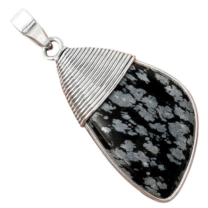 Natural Snow Flake Obsidian Pendant P-1411 SDP156088
