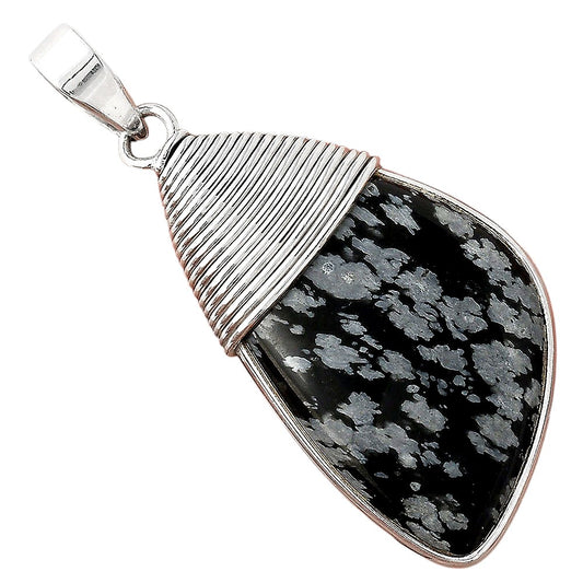 Natural Snow Flake Obsidian Pendant P-1411 SDP156088