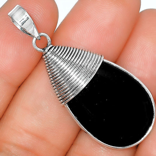 Natural Black Onyx - Brazil Pendant P-1411 SDP156101