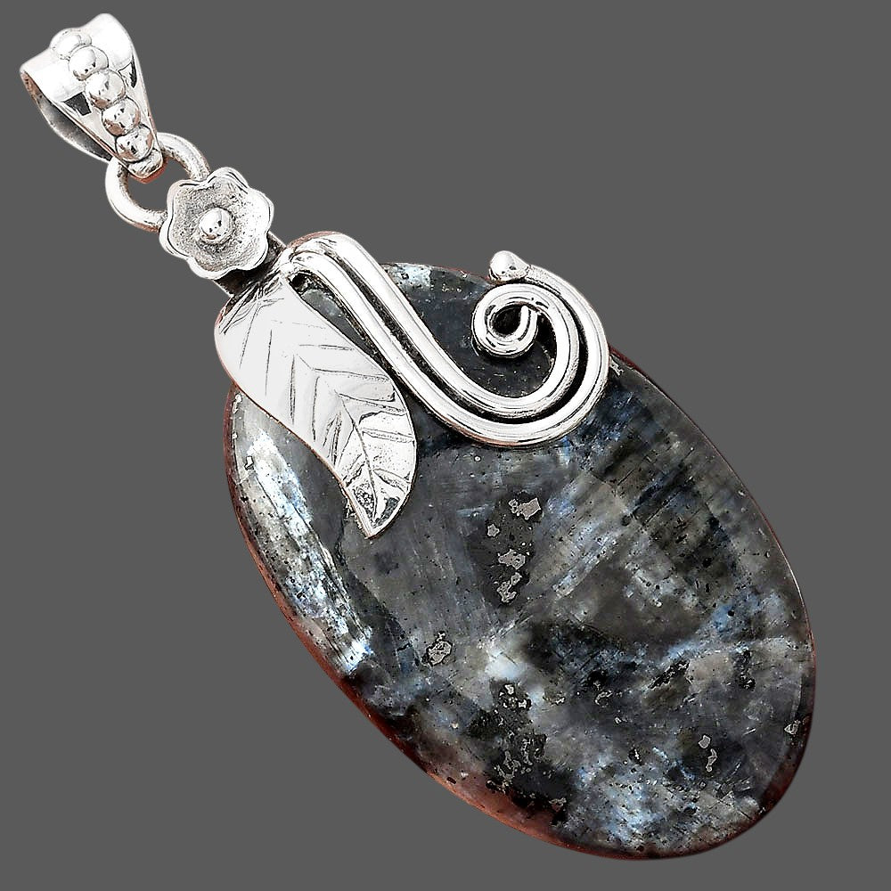 Larvikite Stone - Black Moonstone Pendant P-1582 SDP156132