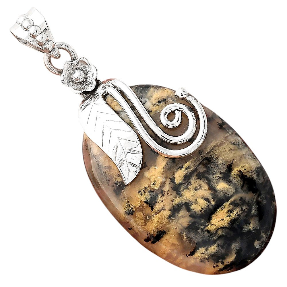 Natural Rose Plume Agate Pendant P-1582 SDP156134