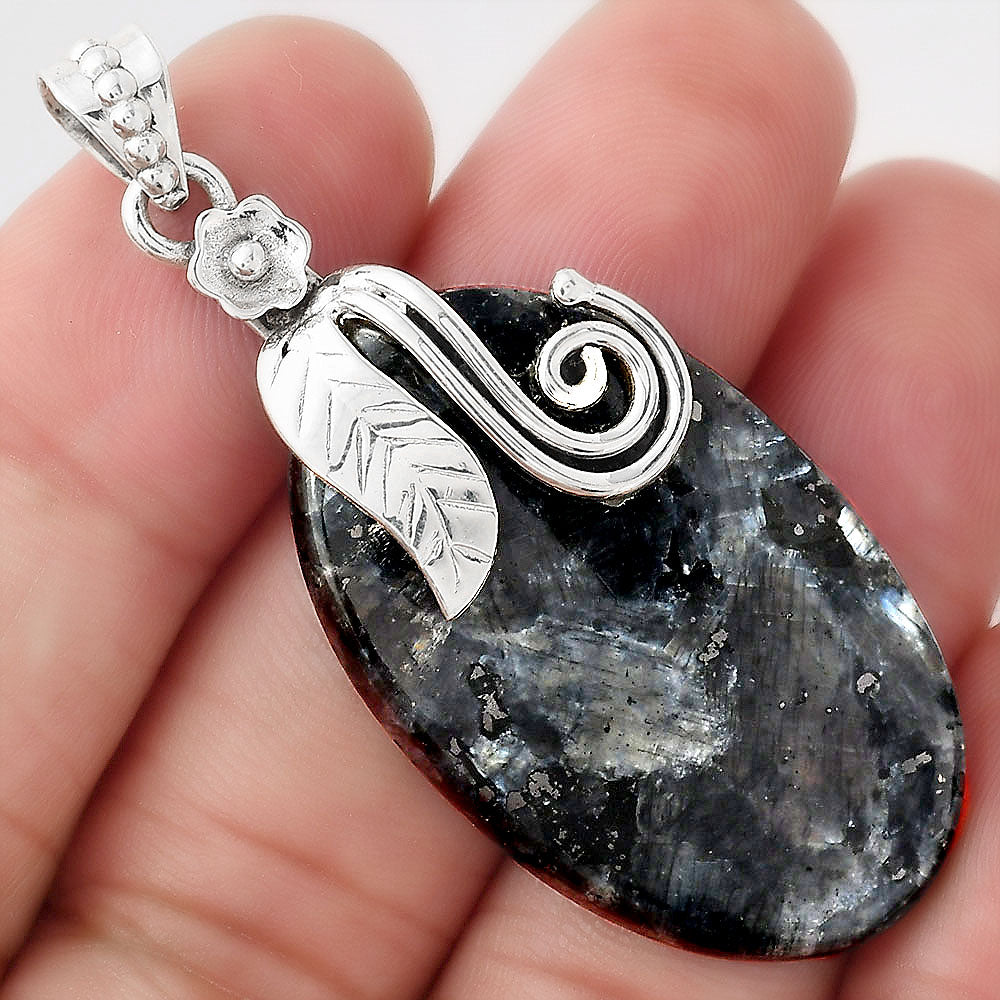 Larvikite Stone - Black Moonstone Pendant P-1582 SDP156143