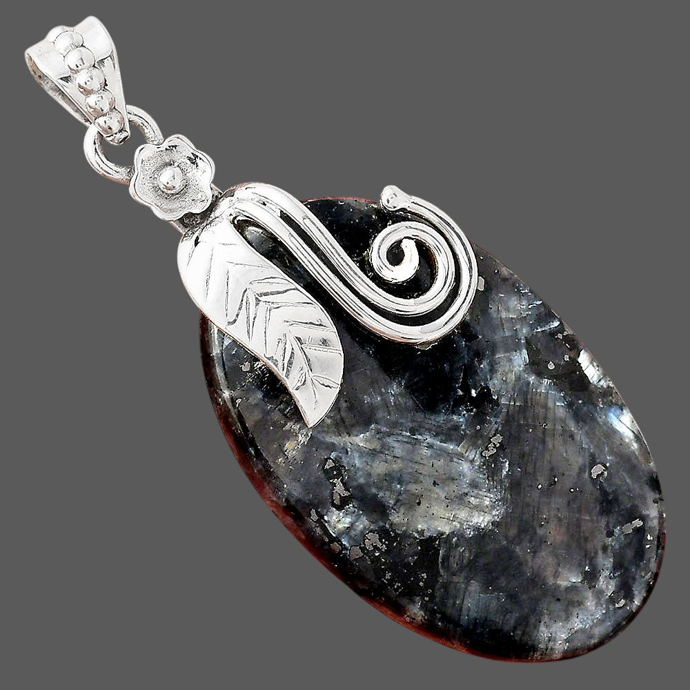 Larvikite Stone - Black Moonstone Pendant P-1582 SDP156143