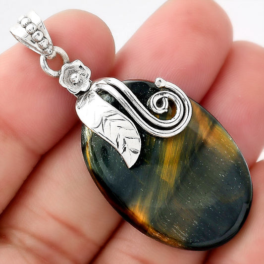 Natural Blue Tiger Eye Pendant P-1582 SDP156144