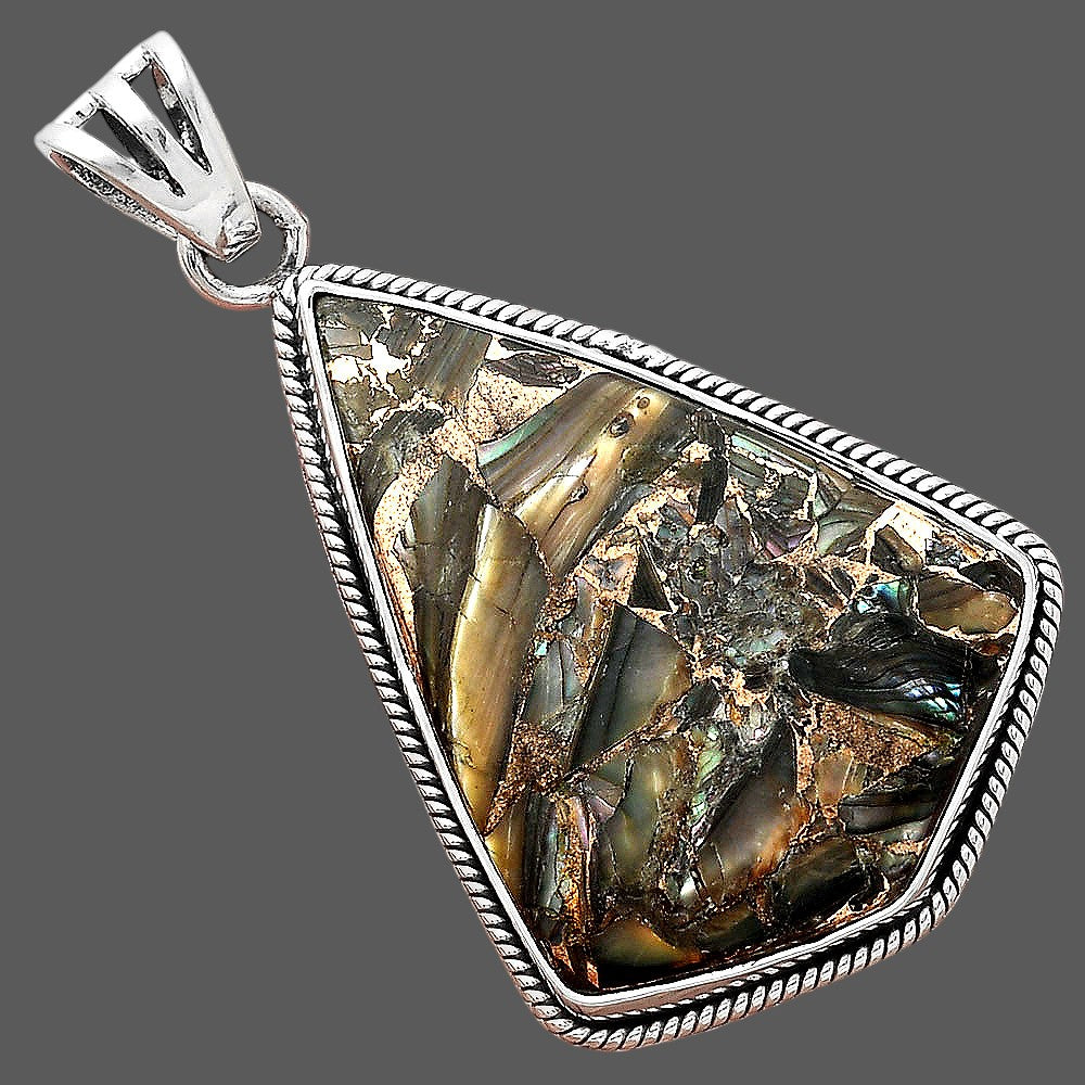 Natural Copper Abalone Shell Pendant P-1056 SDP156163