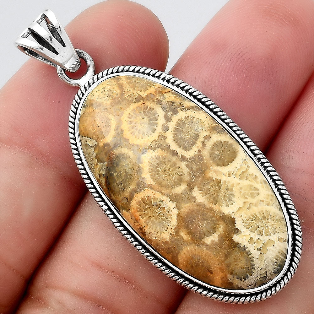 Natural Flower Fossil Coral Pendant P-1056 SDP156164