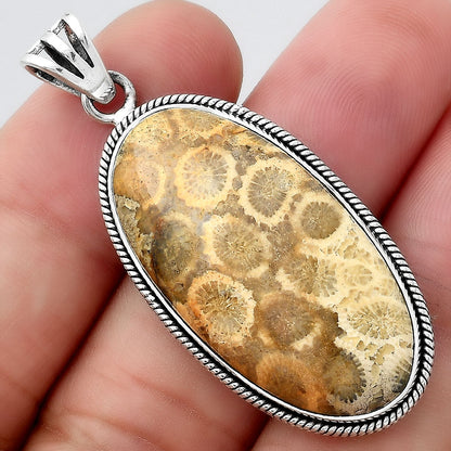 Natural Flower Fossil Coral Pendant P-1056 SDP156164
