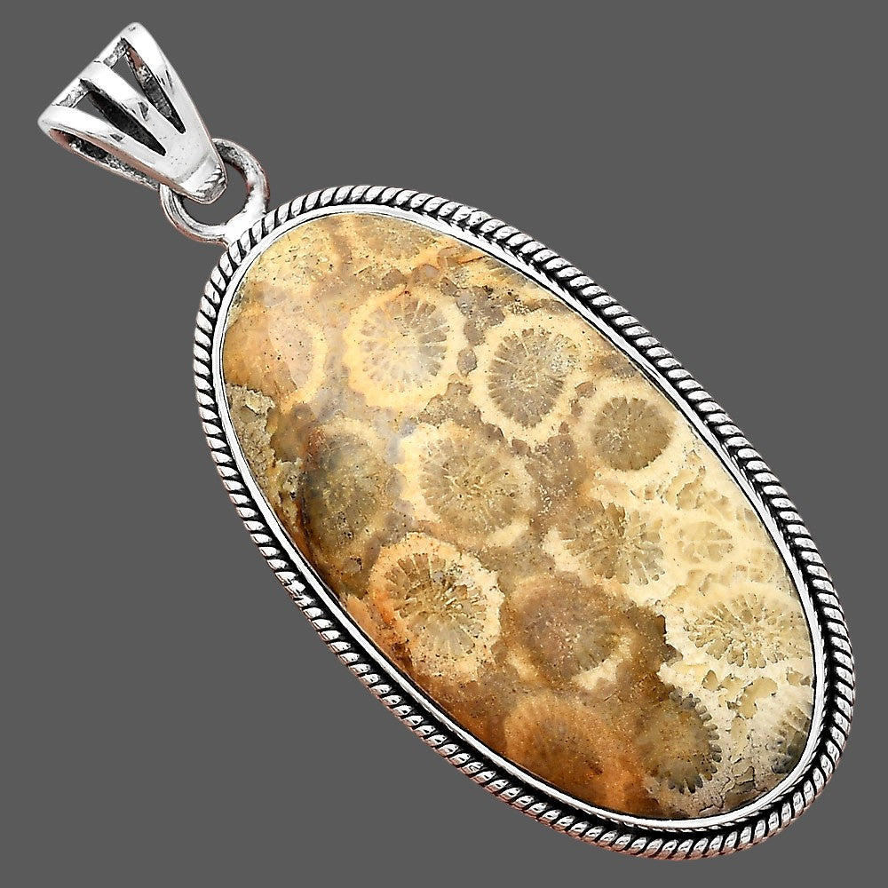 Natural Flower Fossil Coral Pendant P-1056 SDP156164