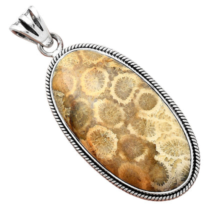 Natural Flower Fossil Coral Pendant P-1056 SDP156164