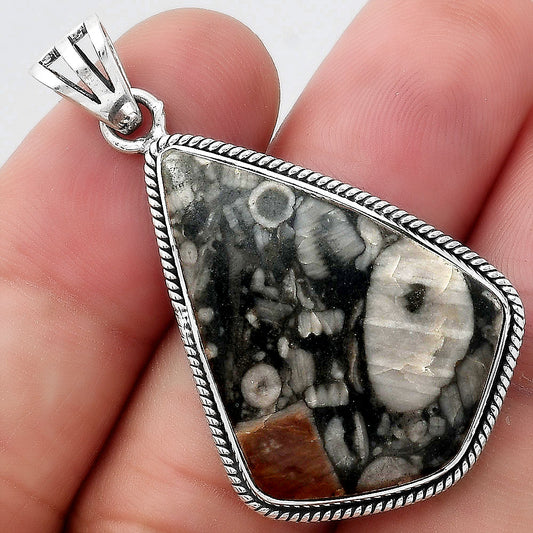 Natural Crinoid Fossil Coral Pendant P-1056 SDP156174
