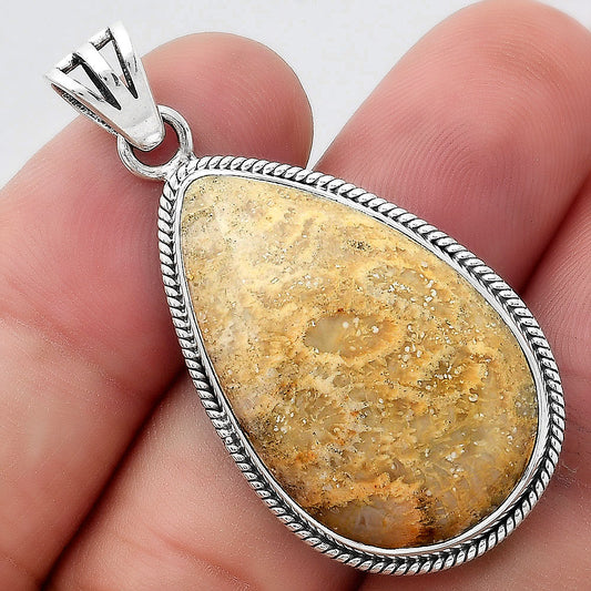 Natural Flower Fossil Coral Pendant P-1056 SDP156179