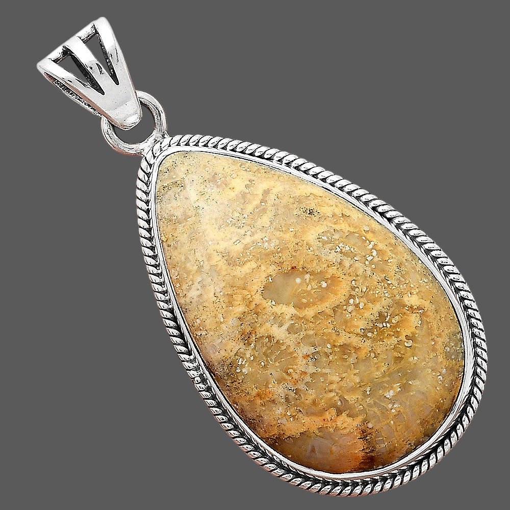 Natural Flower Fossil Coral Pendant P-1056 SDP156179