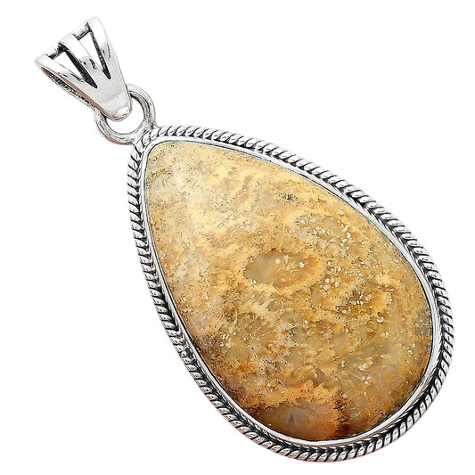 Natural Flower Fossil Coral Pendant P-1056 SDP156179