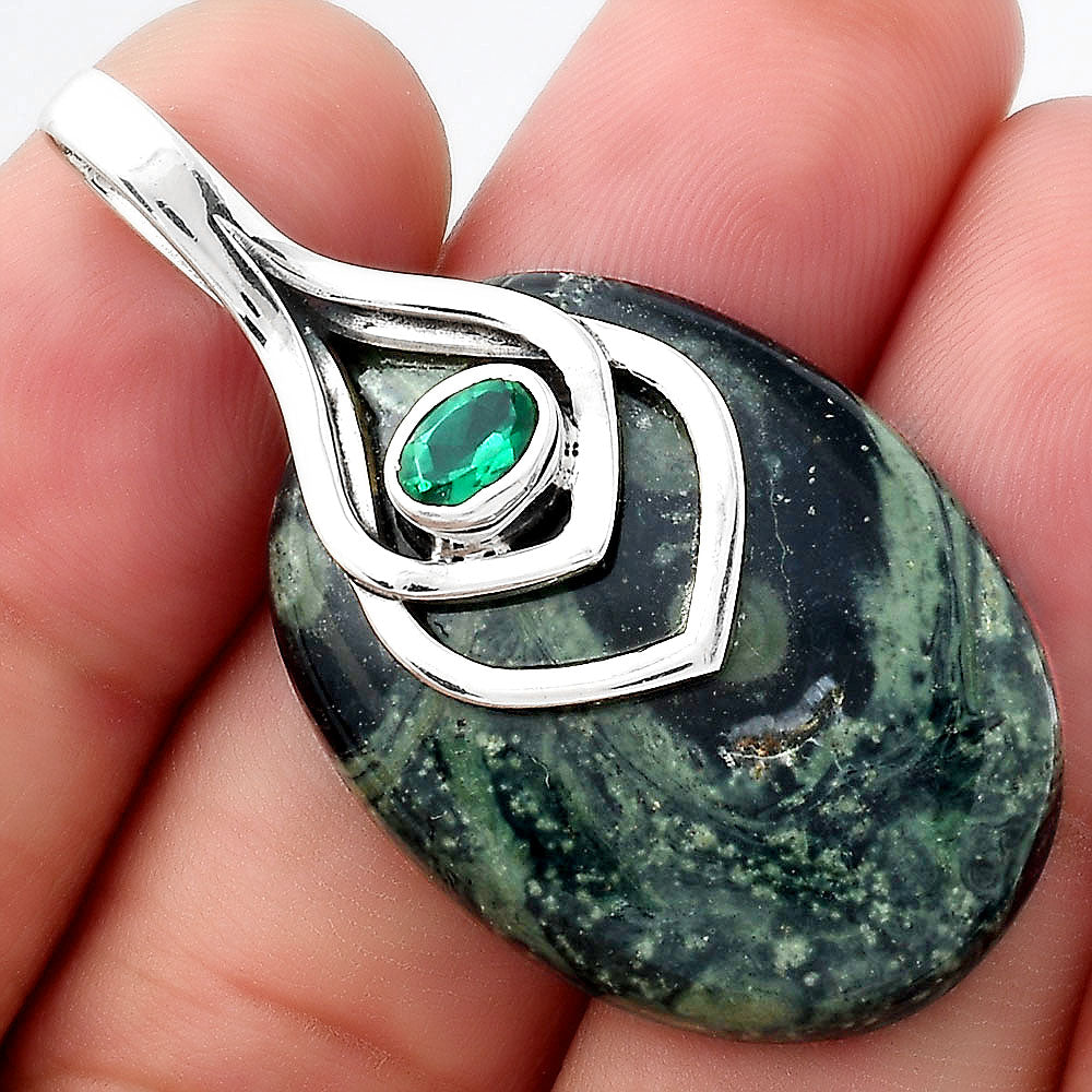 Star Galaxy Jasper & Green Tourmaline Pendant P-1562 SDP156241
