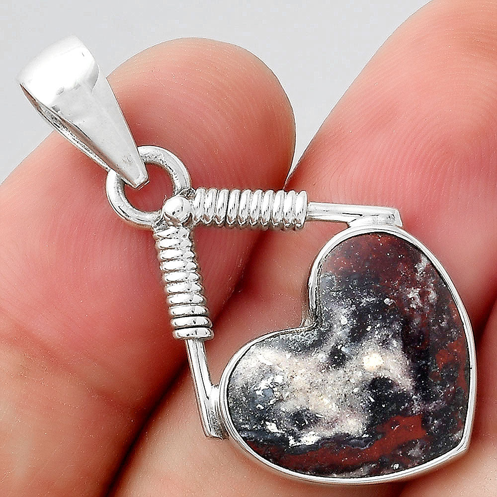 Heart Natural Indian Blanket Jasper Pendant P-1600 SDP156258
