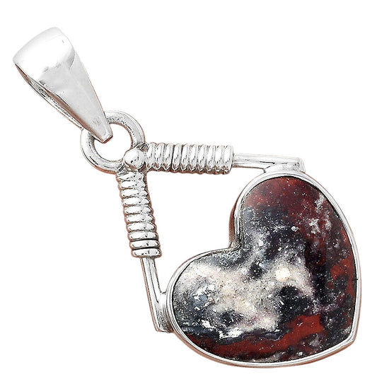 Heart Natural Indian Blanket Jasper Pendant P-1600 SDP156258