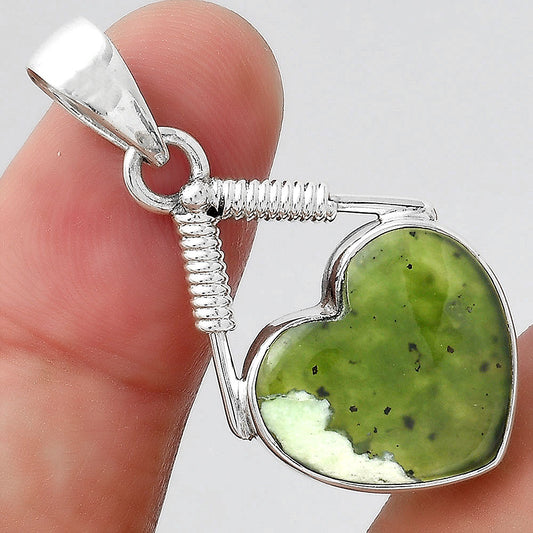 Heart Natural Chrome Chalcedony Pendant P-1600 SDP156261
