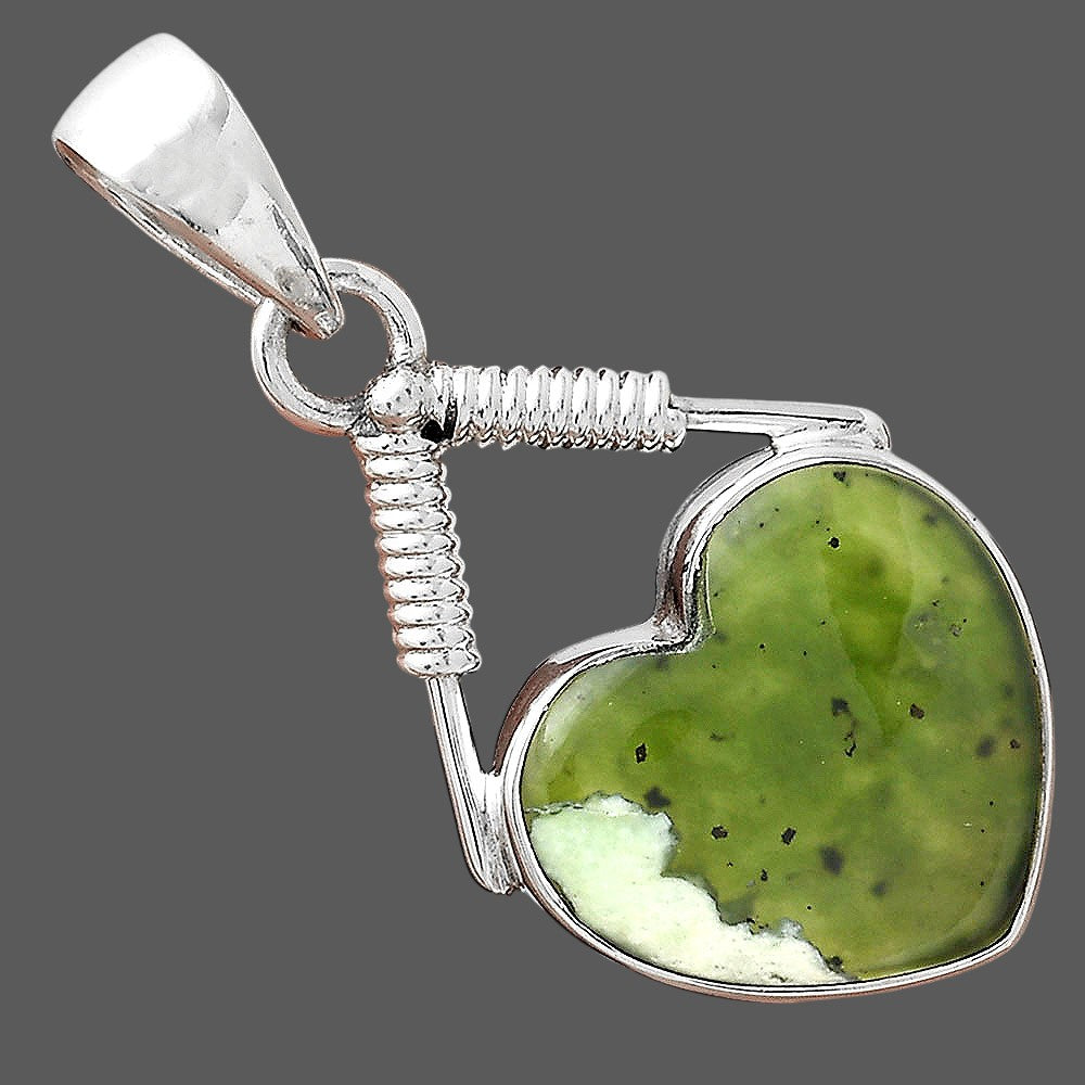 Heart Natural Chrome Chalcedony Pendant P-1600 SDP156261