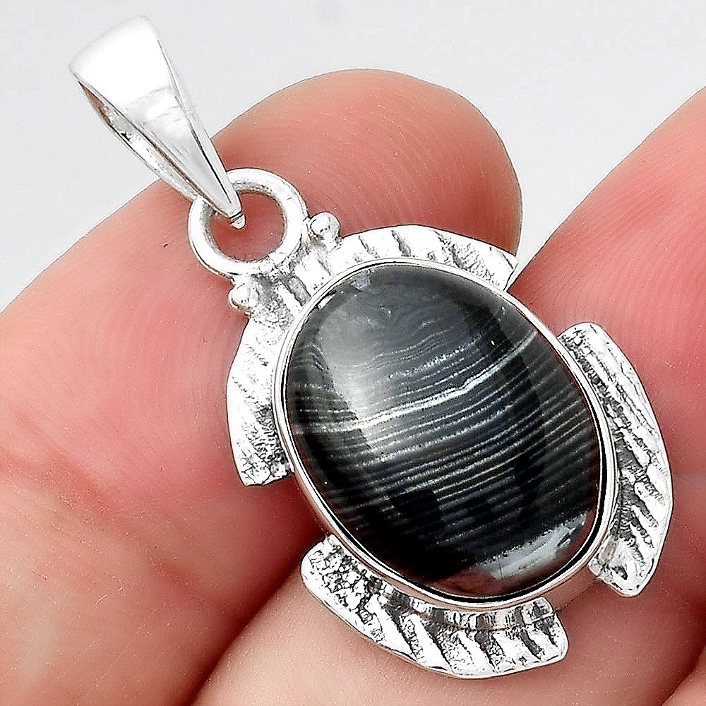 Crown Of Silver Psilomelane - Black Malachite Pendant P-1705 SDP156269