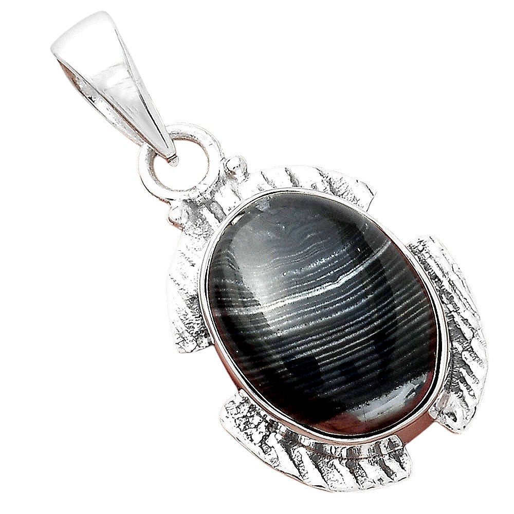 Crown Of Silver Psilomelane - Black Malachite Pendant P-1705 SDP156269