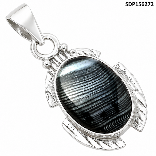 Crown Of Silver Psilomelane - Black Malachite Pendant P-1705 SDP156272