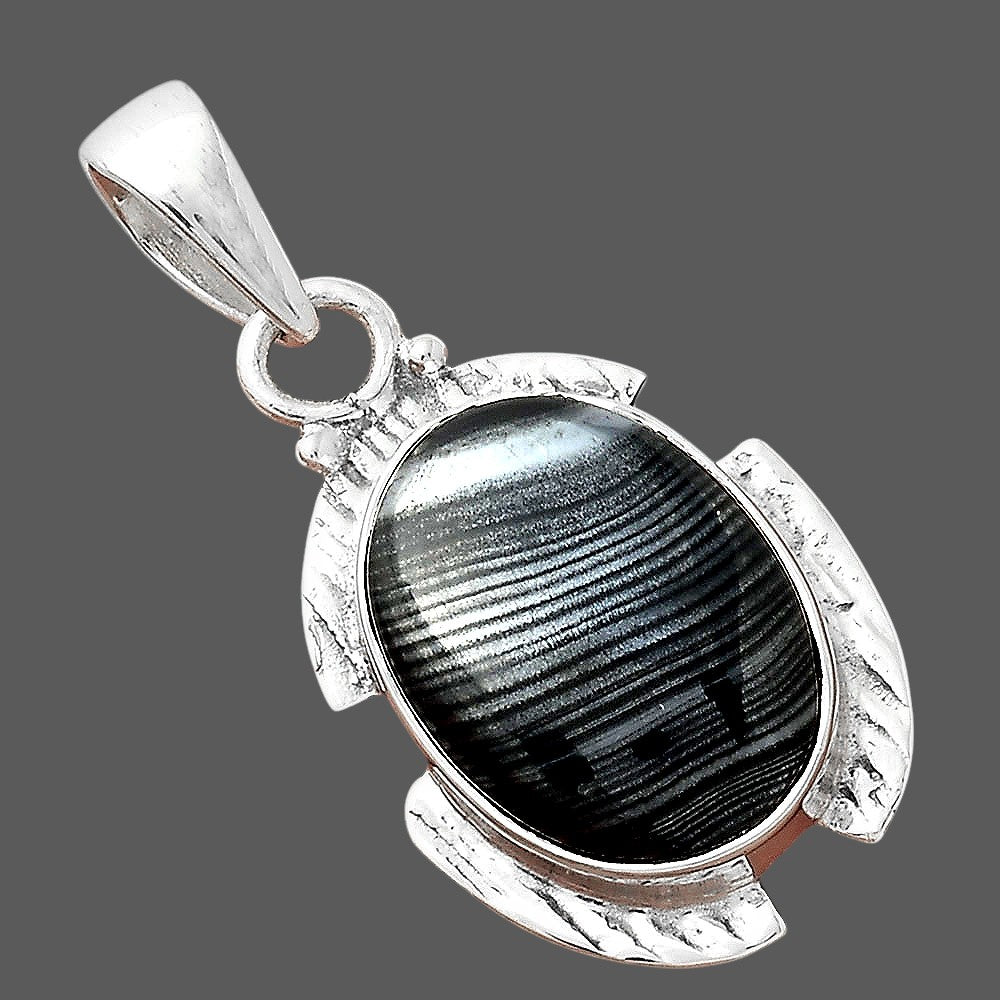 Crown Of Silver Psilomelane - Black Malachite Pendant P-1705 SDP156272