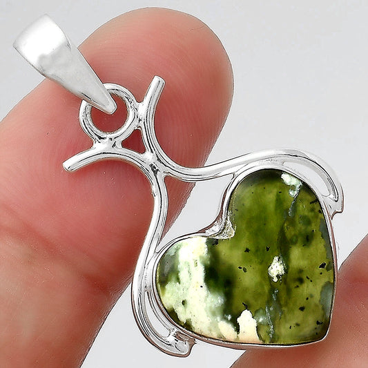Heart Natural Chrome Chalcedony Pendant P-1592 SDP156277