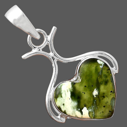 Heart Natural Chrome Chalcedony Pendant P-1592 SDP156277