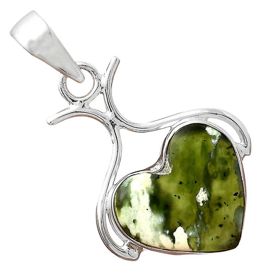 Heart Natural Chrome Chalcedony Pendant P-1592 SDP156277