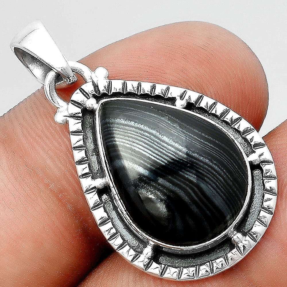 Crown Of Silver Psilomelane - Black Malachite Pendant P-1495 SDP156414