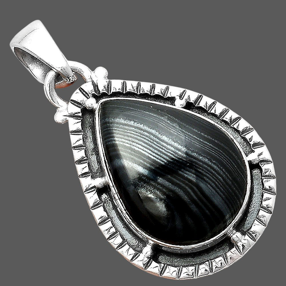 Crown Of Silver Psilomelane - Black Malachite Pendant P-1495 SDP156414