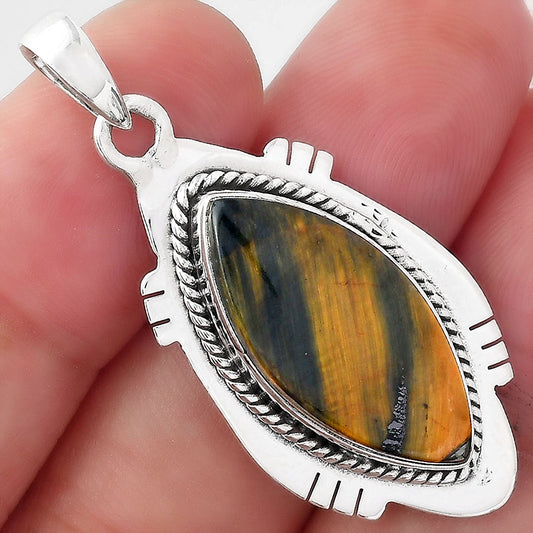 Natural Blue Tiger Eye Pendant P-1463 SDP156624