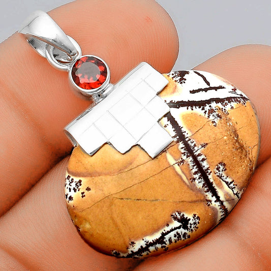 Natural Sonora Dendritic and Garnet Pendant P-1653 SDP156744