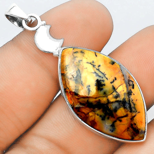 Crescent Moon - Amethyst Sage Agate Pendant P-1368 SDP156868