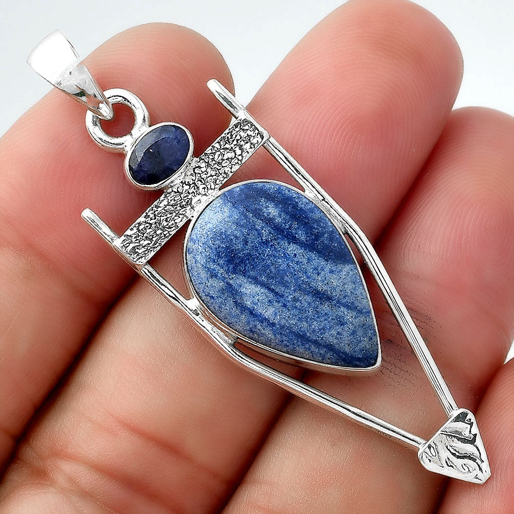 Dumortierite Quartz & Black Onyx Pendant P-1360 SDP156882