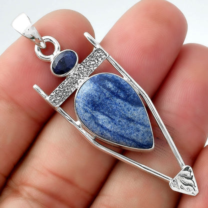 Dumortierite Quartz & Black Onyx Pendant P-1360 SDP156882