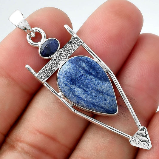 Dumortierite Quartz & Black Onyx Pendant P-1360 SDP156882