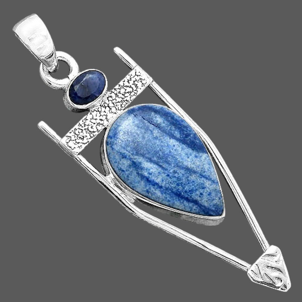 Dumortierite Quartz & Black Onyx Pendant P-1360 SDP156882