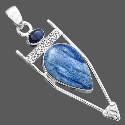 Dumortierite Quartz & Black Onyx Pendant P-1360 SDP156882