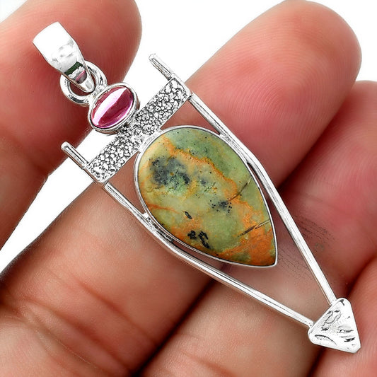 Chrome Chalcedony & Rhodolite Garnet Pendant P-1360 SDP156884