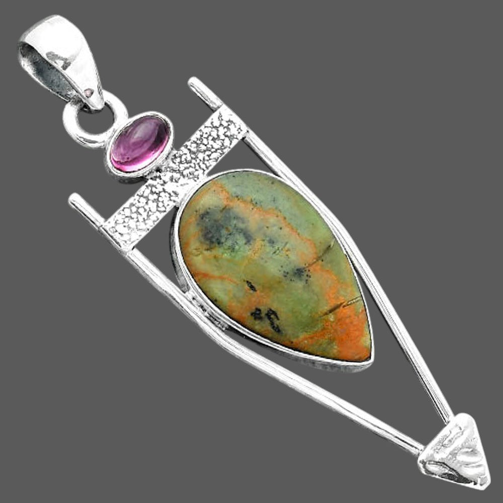 Chrome Chalcedony & Rhodolite Garnet Pendant P-1360 SDP156884