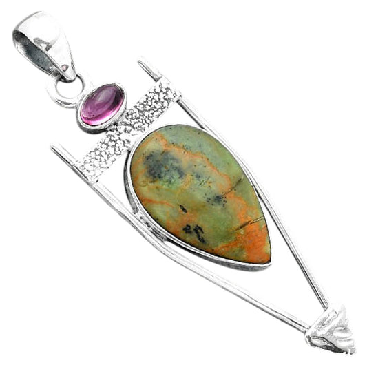 Chrome Chalcedony & Rhodolite Garnet Pendant P-1360 SDP156884