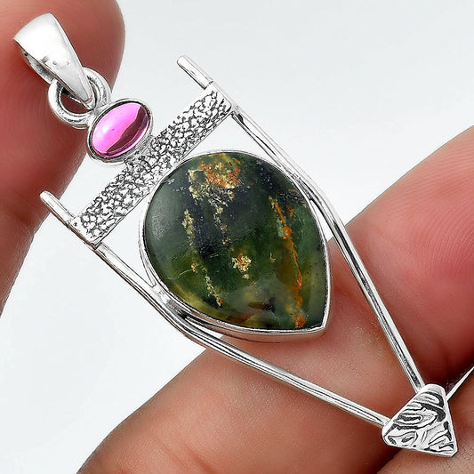 Chrome Chalcedony & Rhodolite Garnet Pendant P-1360 SDP156888