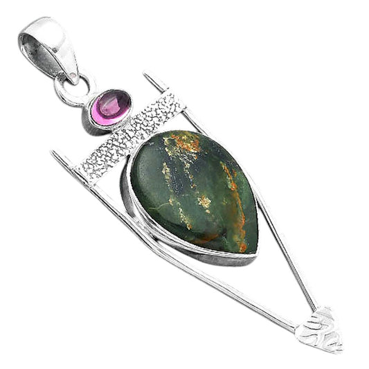 Chrome Chalcedony & Rhodolite Garnet Pendant P-1360 SDP156888