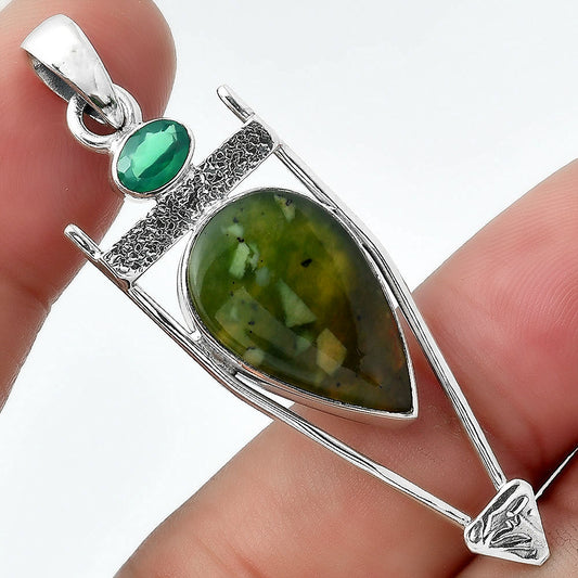 Natural Chrome Chalcedony & Green Onyx Pendant P-1360 SDP156893